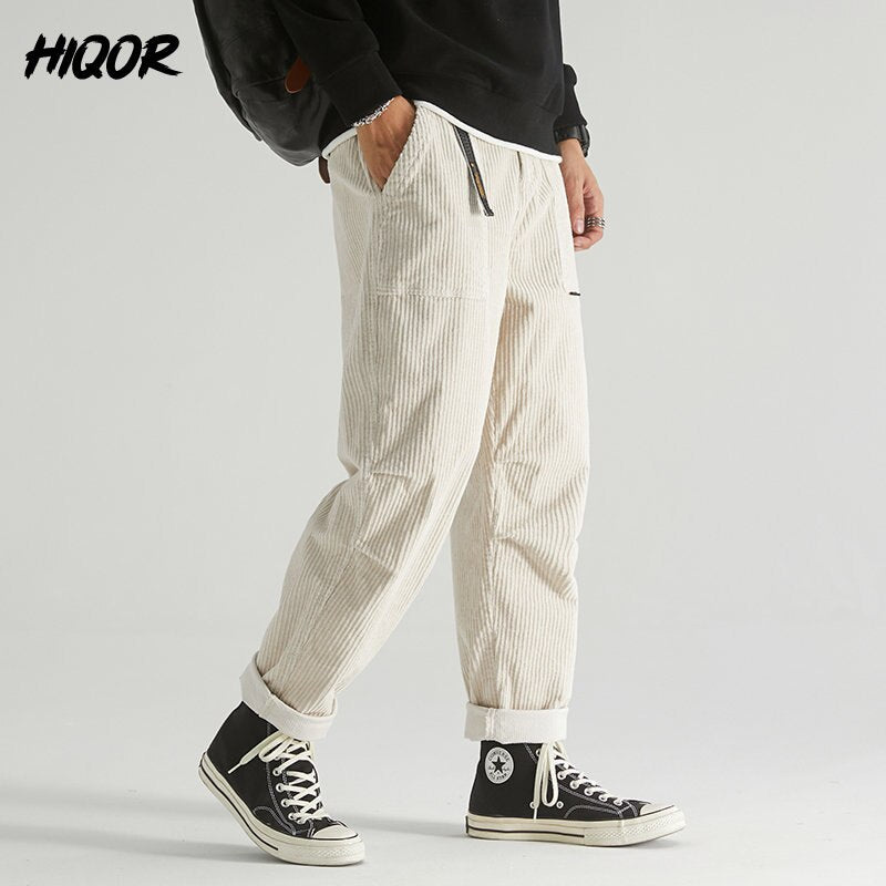 Loose Corduroy Male Cargo Pants